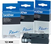 Labeltape brother tc-201 12mmx8m wit/zwart | 1 stuk | 20 stuks