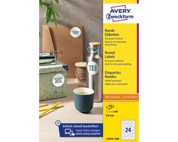 Etiket Avery 40mm rond wit 10 vel 24 etiketten per vel