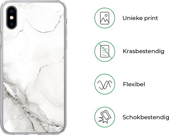 Coque iPhone Xs - Marbre - Wit - Motifs - Coque de téléphone en Siliconen