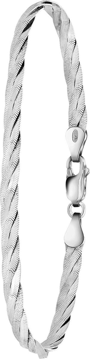 Lucardi Dames Armband met gevlochten schakel - Echt Zilver - Armband - Cadeau - 19 cm - Zilverkleurig