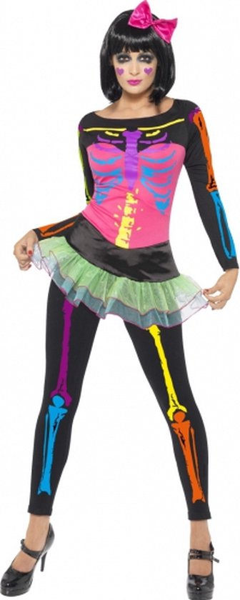 Halloween Neon skelet kostuum vrouwen 40-42 (m) | bol.com
