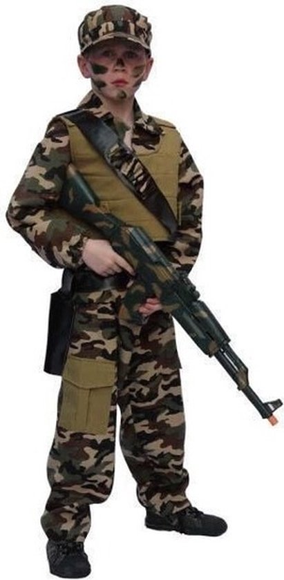 Faram Party verkleedkostuum soldaat - camouflage - kinderen - leger / army outfit 152