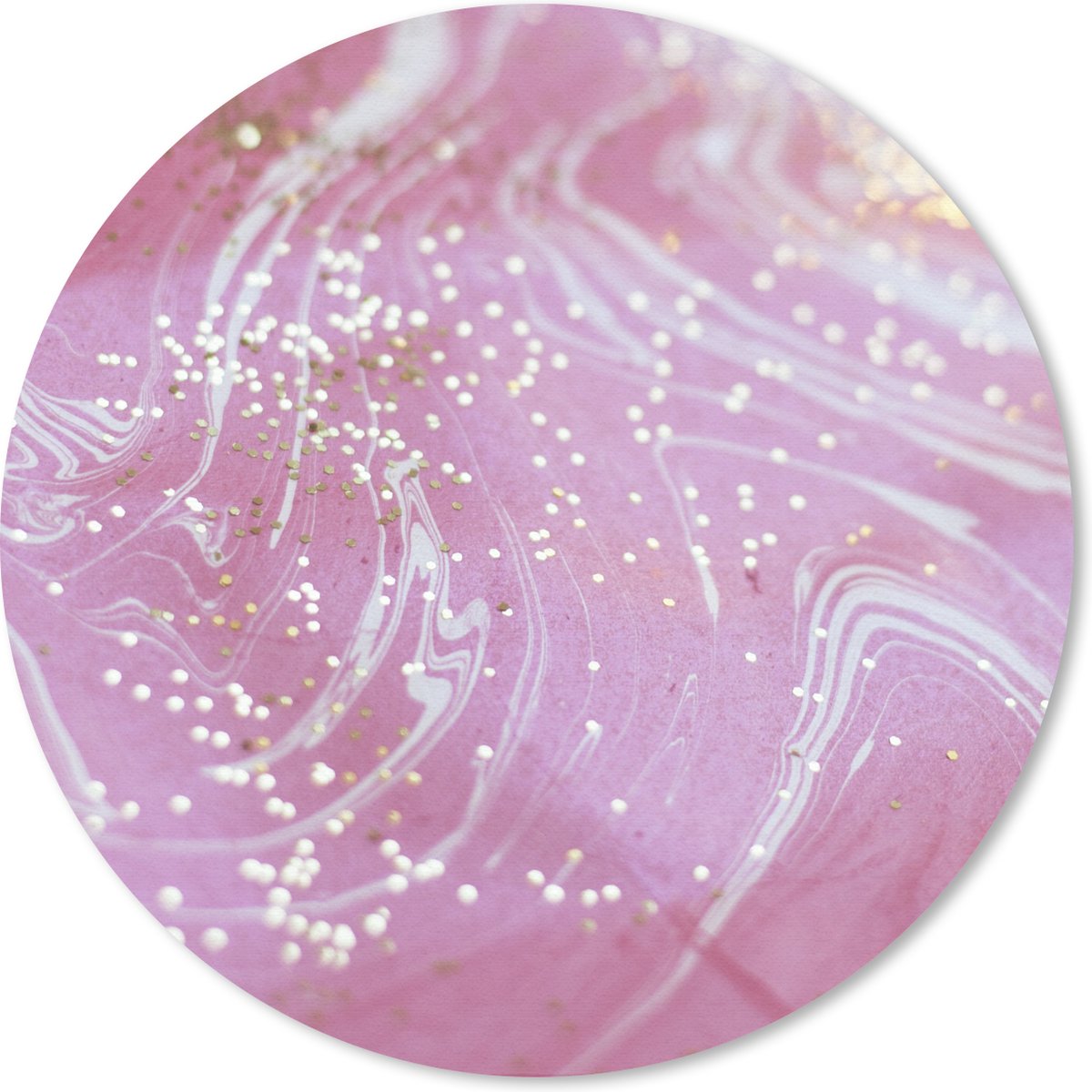 Muismat rond 40x40 cm - Mousepad Marmer - Goud - Wit - Roze - Ronde muismatten