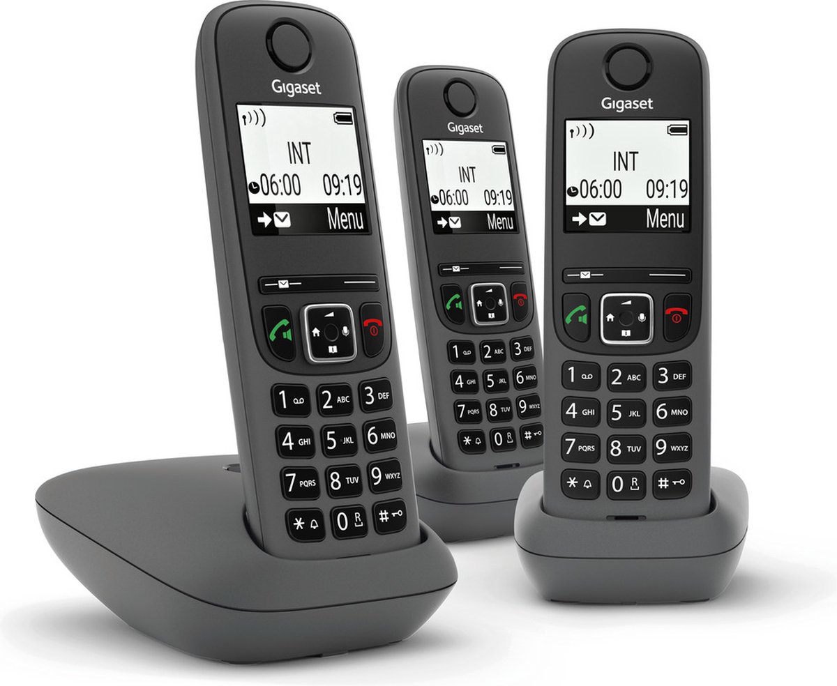 Gigaset AS490 Trio Analoge-/DECT-telefoon Nummerherkenning Zwart