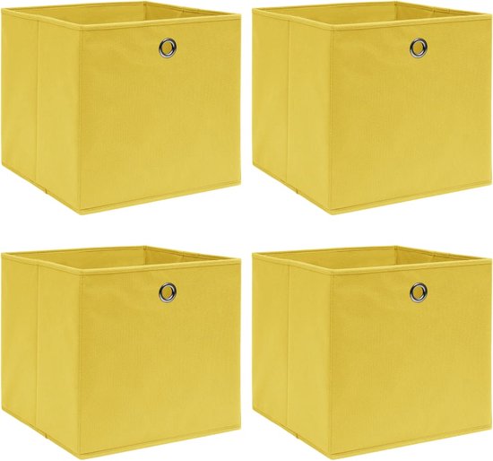VidaLife Opbergboxen 4 st 32x32x32 cm stof geel