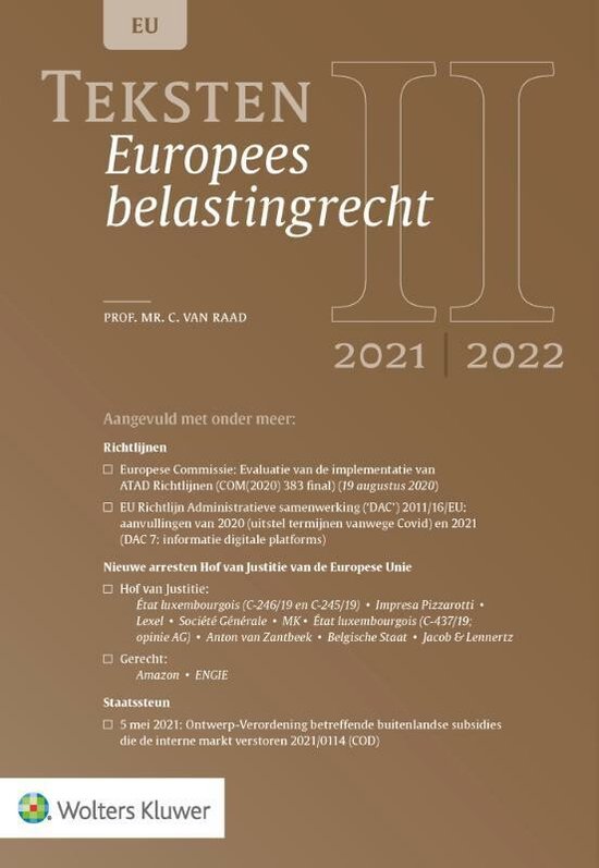 Teksten Europees belastingrecht 2021/2022 - cover