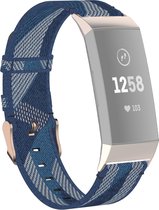 Nylon bandje - geschikt voor Fitbit Charge 3 / Charge 4 - blauw-patroon