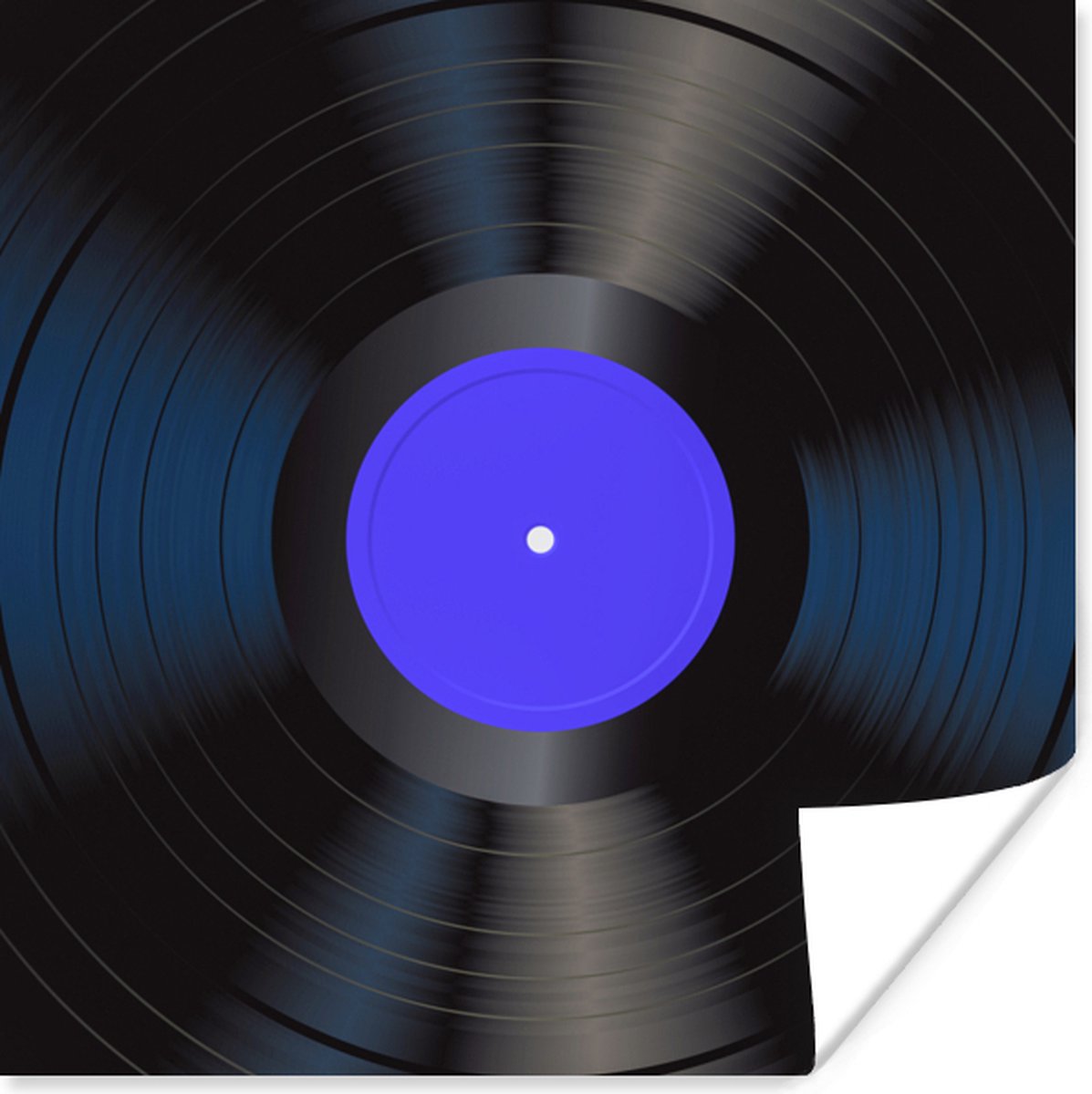Poster Blauw - LP's vinyl - Retro - 30x30 cm