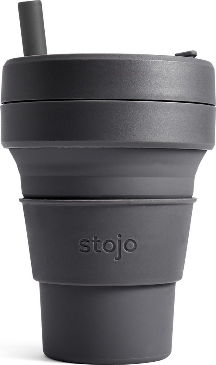 Stojo - Biggie Cup - 470 ml - Herbruikbaar - Opvouwbaar - Carbon