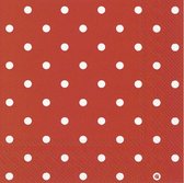 20x Serviettes 3 épaisseurs Polka Dot rouge à pois blancs 33 x 33 cm