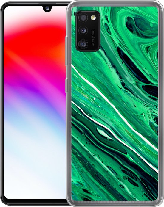 Coque Samsung Galaxy A41 - Marbre - Peinture à l'huile - Vert - Coque de téléphone en Siliconen