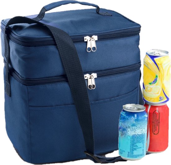 Koeltas draagtas schoudertas blauw met 2 stuks flexibele koelelementen 13 liter van KOEL — afbeelding 2