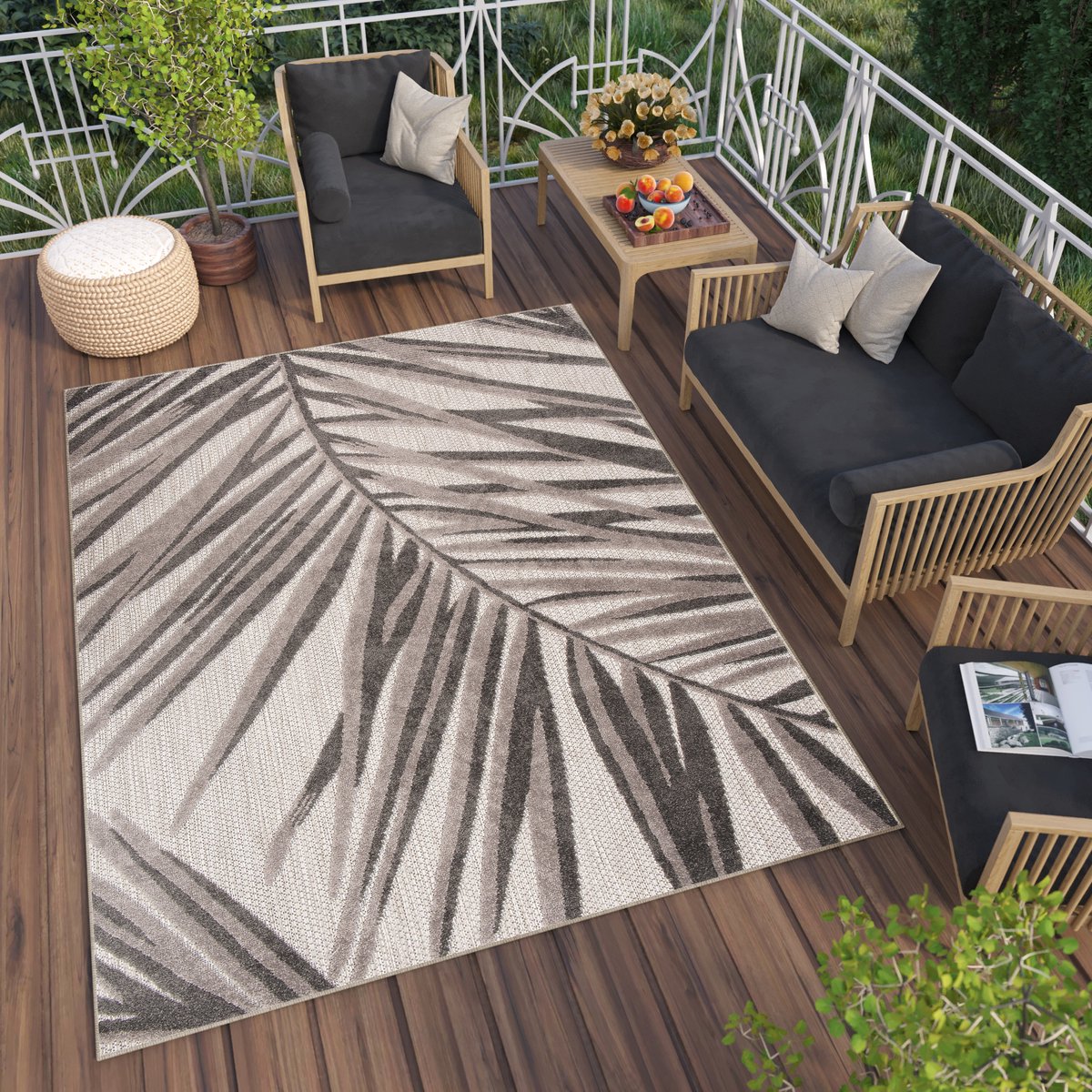 Tapiso Patio Indoor Tapijt Grijs Tuintapijt Buiten Buitenkleed Outdoor Modern Maat- 140x20