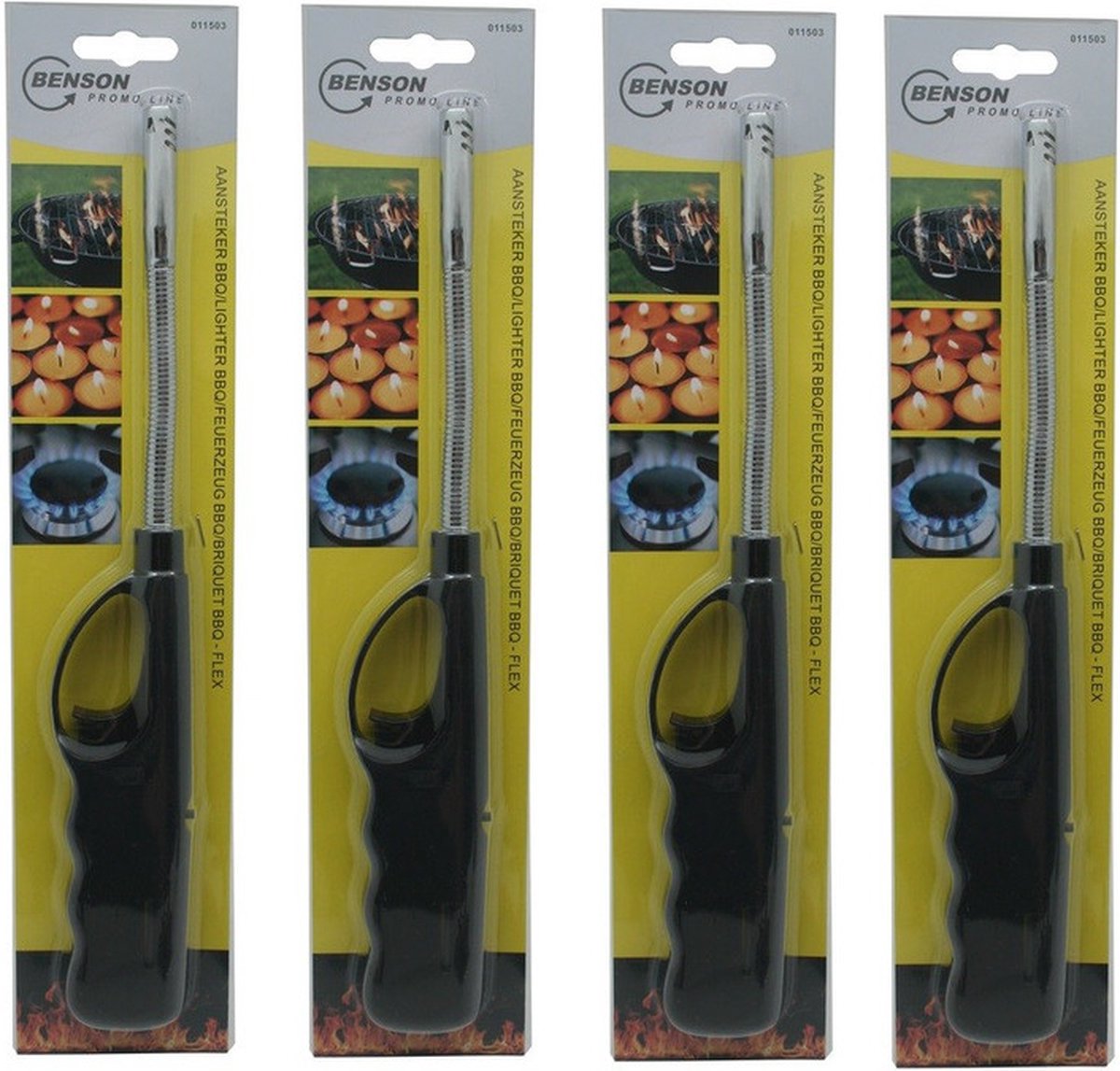 Goedkoopste 4x stuks gas/bbq/keuken/kaarsen aanstekers van 27 cm Stevige kwaliteit - Flexibele hals - Kinderslot