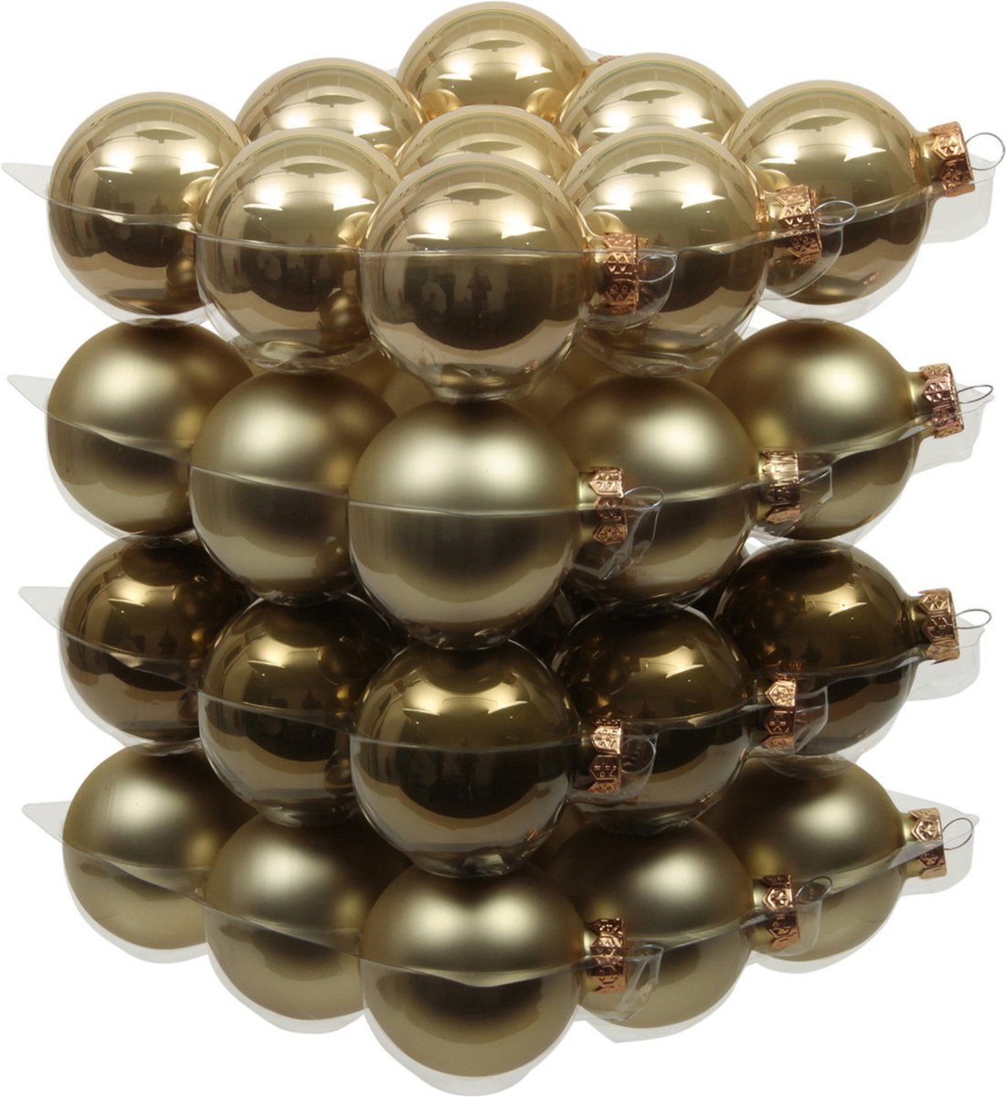 Kerstballen set van 72 stuks in dusky lime goud/groen tinten van glas - 4 cm - mat/glans - Kerstboomversiering