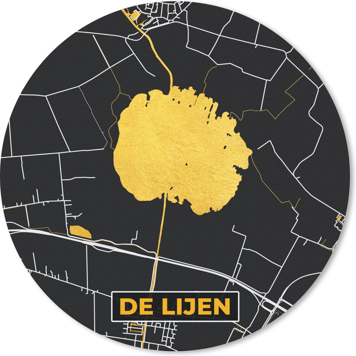 Muismat rond 40x40 cm - Mousepad Kaart - Plattegrond - Stadskaart - Nederland - De Lijen - Ronde muismatten - Stadskaart