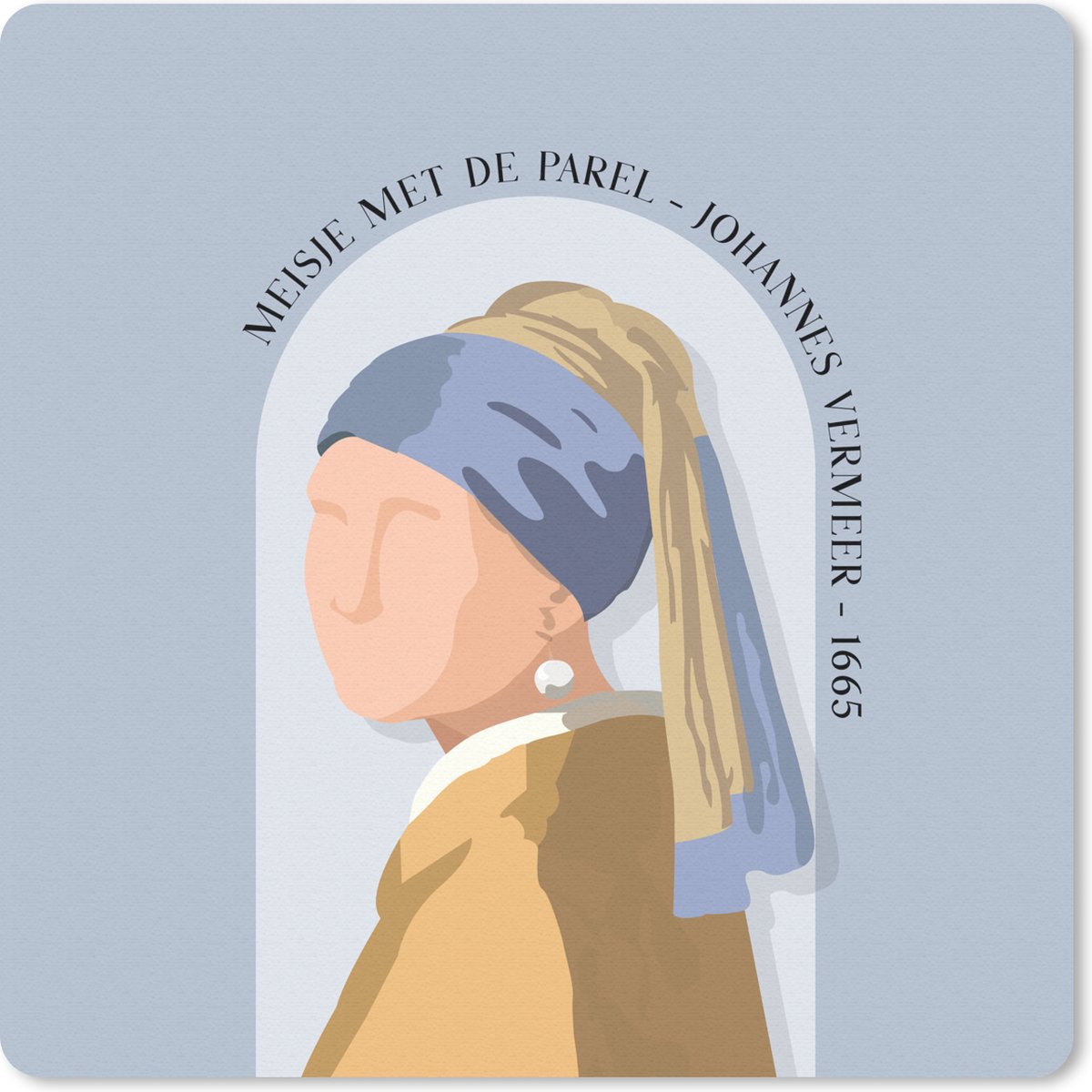 Muismat 30x30 cm - Mousepad Meisje met de parel - Blauw - Vintage - Oude meesters - Muismatten