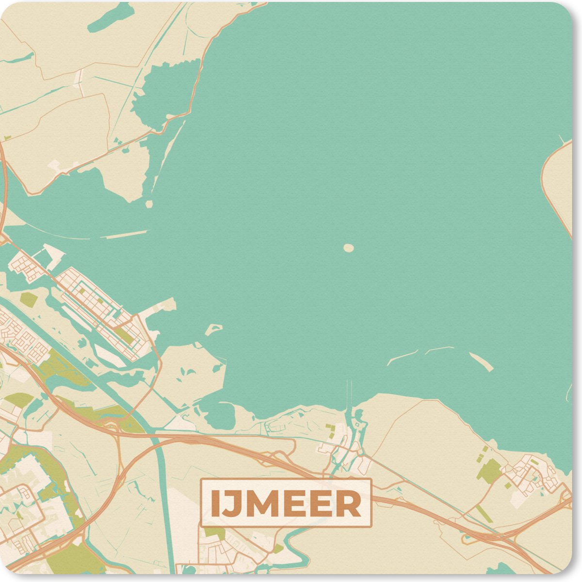 Muismat 30x30 cm - Mousepad Vintage - Kaart - Plattegrond - IJmeer - Stadskaart - Muismatten - Stadskaart