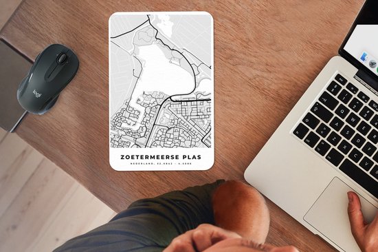 Muismat 18x27 cm - Mousepad Plattegrond - Kaart - Zoetermeerse Plas - Nederland - Stadskaart - Muismatten - Stadskaart