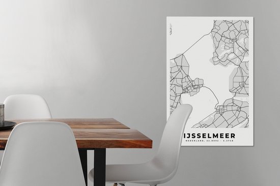 Peinture sur Toile Carte - Nederland - IJsselmeer - Plan - Plan de Ville - 40x60 cm - Décoration murale