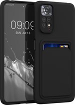kwmobile telefoonhoesje geschikt voor Xiaomi Redmi Note 11 / Note 11S - Hoesje met pasjeshouder - TPU case in mat zwart