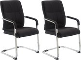 CLP XXL Anubis Set de 2 Chaises de salle à manger - Tissu Noir