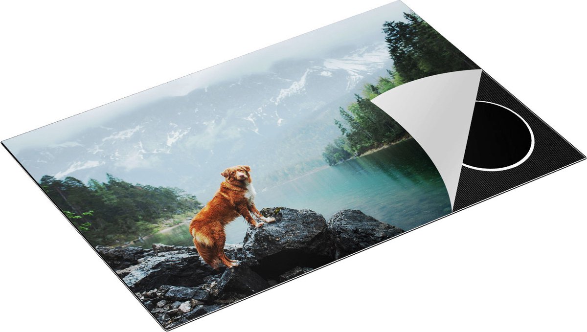 Chefcare Inductie Beschermer Retriever Hond bij het Water in de Bergen - 80x52 cm - Afdekplaat Inductie - Kookplaat Beschermer - Inductie Mat