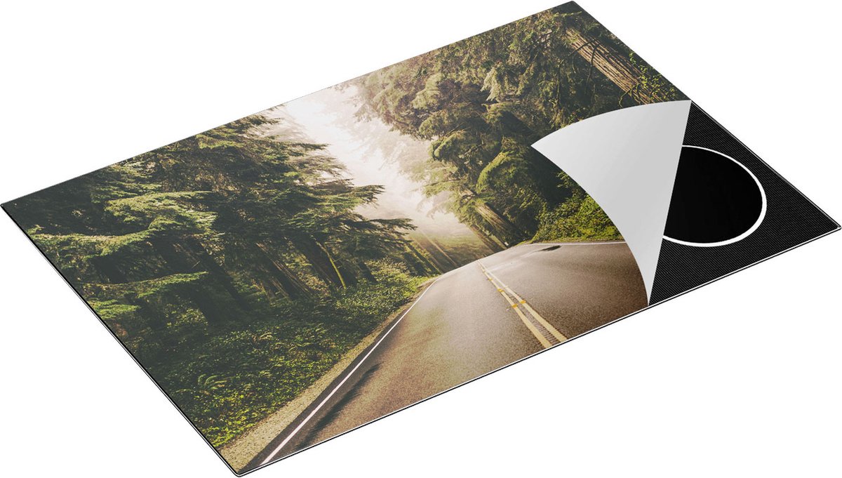 Chefcare Inductie Beschermer Highway in Californië Omring met Bos - 80x50 cm - Afdekplaat Inductie - Kookplaat Beschermer - Inductie Mat