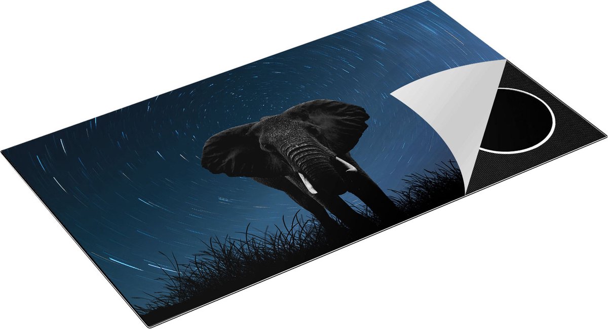 Chefcare Inductie Beschermer Olifant Omringd met Sterren - 95x55 cm - Afdekplaat Inductie - Kookplaat Beschermer - Inductie Mat