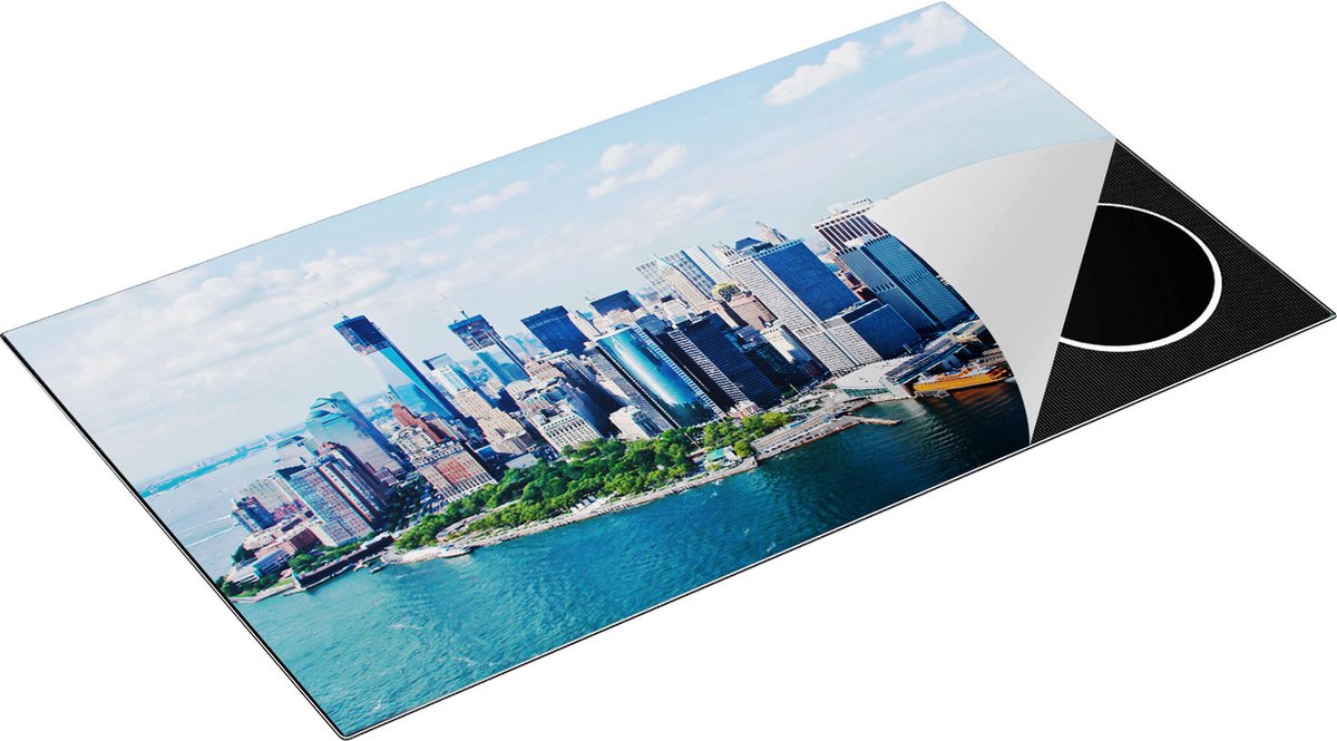 Chefcare Inductie Beschermer New York Als een Eiland vanuit de Lucht - 89,6x51,6 cm - Afdekplaat Inductie - Kookplaat Beschermer - Inductie Mat
