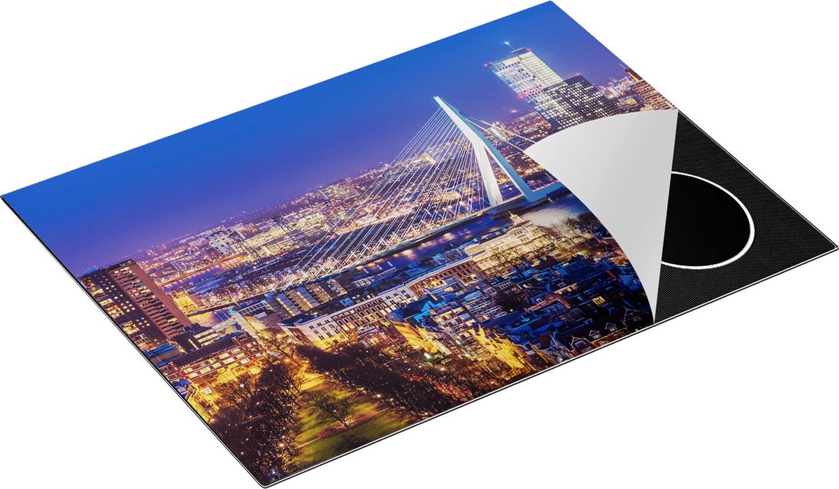 Chefcare Inductie Beschermer Rotterdamse Skyline met de Erasmusbrug - 71x52 cm - Afdekplaat Inductie - Kookplaat Beschermer - Inductie Mat