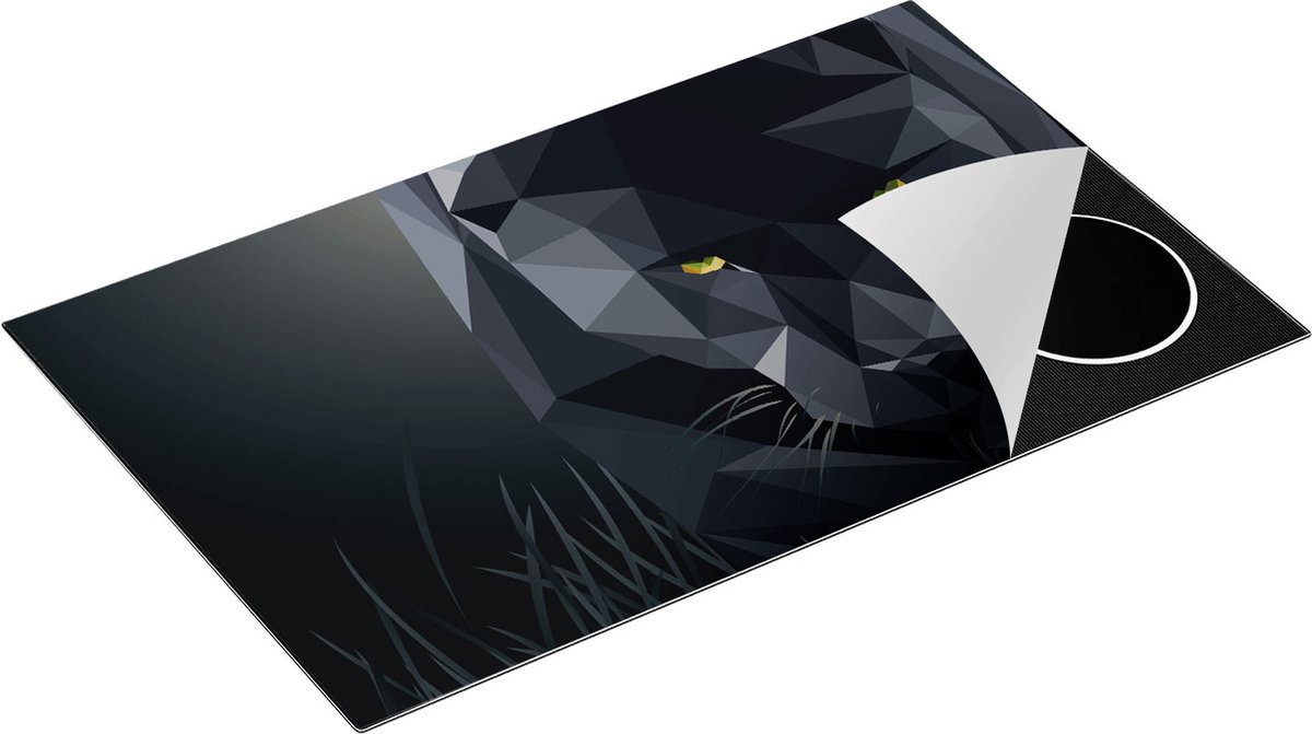 Chefcare Inductie Beschermer Zwarte Panter van Origami - Abstract - 85x52 cm - Afdekplaat Inductie - Kookplaat Beschermer - Inductie Mat