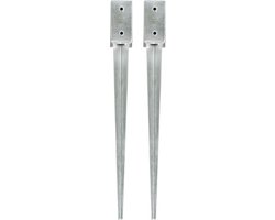 vidaXL - Grondpinnen - 2 - st - 7x7x75 - cm - gegalvaniseerd - staal - zilverkleurig