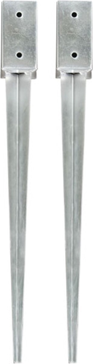 Goedkoopste vidaXL - Grondpinnen - 2 - st - 7x7x75 - cm - gegalvaniseerd - staal - zilverkleurig