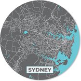 Muismat - Mousepad - Rond - Sydney - Blauw - Kaart - Plattegrond - Stadskaart - 30x30 cm - Ronde muismat