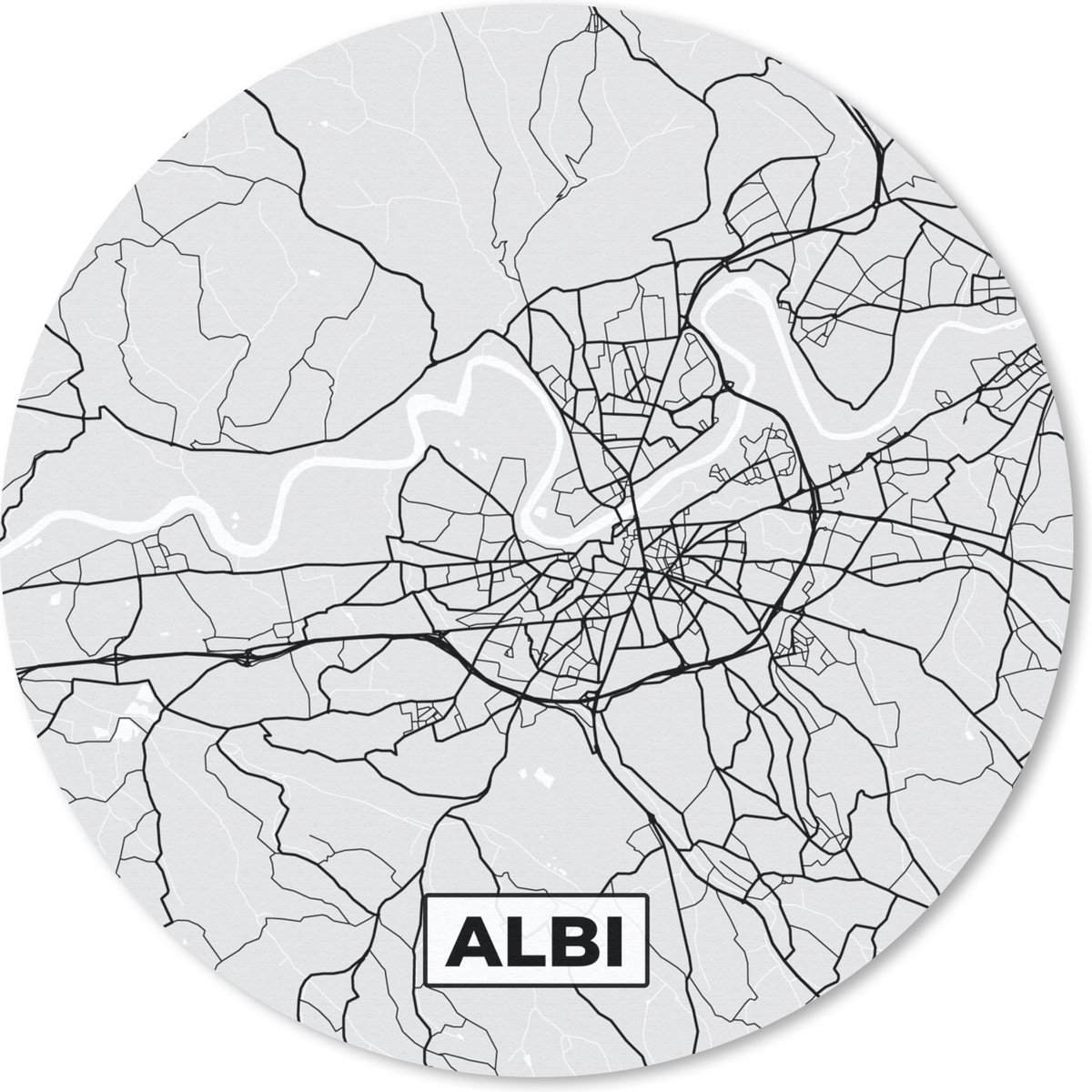 Muismat rond 40x40 cm - Mousepad Plattegrond – Kaart – Stadskaart – Frankrijk – Albi - Ronde muismatten - Stadskaart
