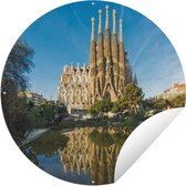 Tuincirkel Sagrada Familia op een middag in Barcelona - 60x60 cm - Ronde Tuinposter - Buiten