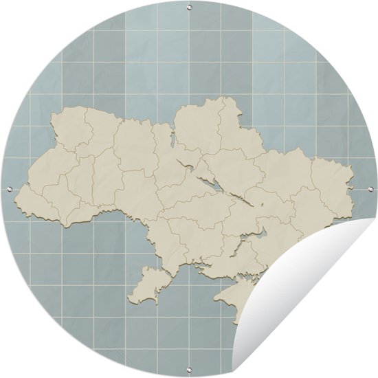 Tuincirkel Illustratie van Oekraïne tegen een geblokte achtergrond - 60x60 cm - Ronde Tuinposter - Buiten