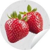 Tuincirkel Aardbei - Fruit - Wit - 60x60 cm - Ronde Tuinposter - Buiten