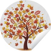 Tuincirkel Een vector illustratie van een kleurrijke herfstboom - 90x90 cm - Ronde Tuinposter - Buiten