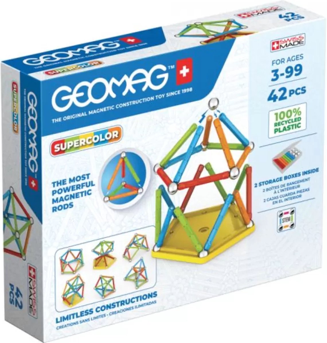 Geomag MagiCube Super Color Recycled - Magnetische Bouwblokken met Kleuraccenten - 42-delig - Vanaf 5 jaar — afbeelding 11