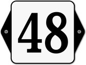 Huisnummerbord klassiek - huisnummer 48 - 16 x 12 cm - wit - schroeven  - nummerbord  - voordeur