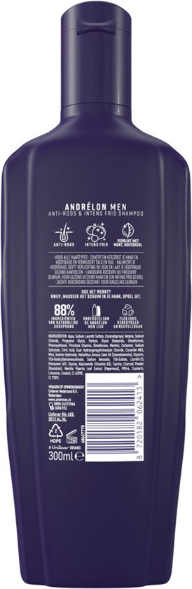 Andrélon Men Anti-Roos & Intens Fris Shampoo - 6 x 300 ml -  Voordeelverpakking | bol.com