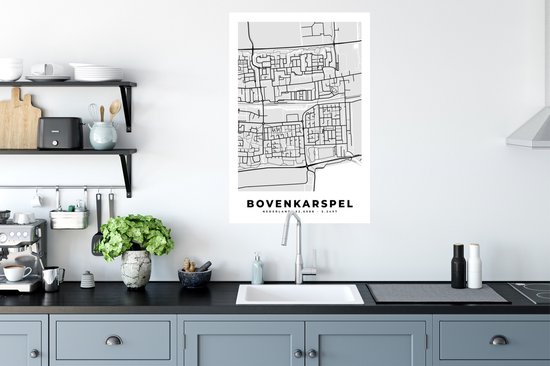 Muurstickers - Sticker Folie - Kaart - Bovenkarspel - Stadskaart - Plattegrond - 60x90 cm - Plakfolie - Muurstickers Kinderkamer - Zelfklevend Behang - Zelfklevend behangpapier - Stickerfolie