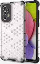 Mobigear Hoesje geschikt voor Samsung Galaxy A33 Telefoonhoesje Hardcase | Mobigear Honeycomb Backcover Shockproof | Schokbestendig Galaxy A33 Telefoonhoesje | Anti Shock Proof - Wit