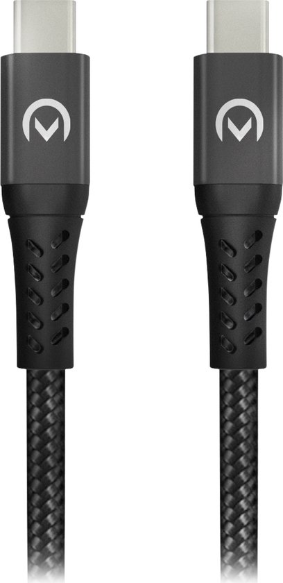 Mobilize Nylon Braided 100W USB-C naar USB-C 100W Kabel 2 Meter - Zwart