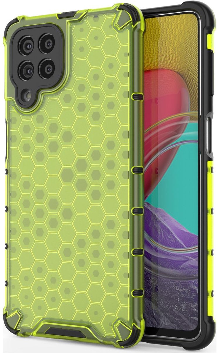 Mobigear Hoesje geschikt voor Samsung Galaxy M53 Telefoonhoesje Hardcase | Mobigear Honeycomb Backcover Shockproof | Schokbestendig Galaxy M53 Telefoonhoesje | Anti Shock Proof - Groen