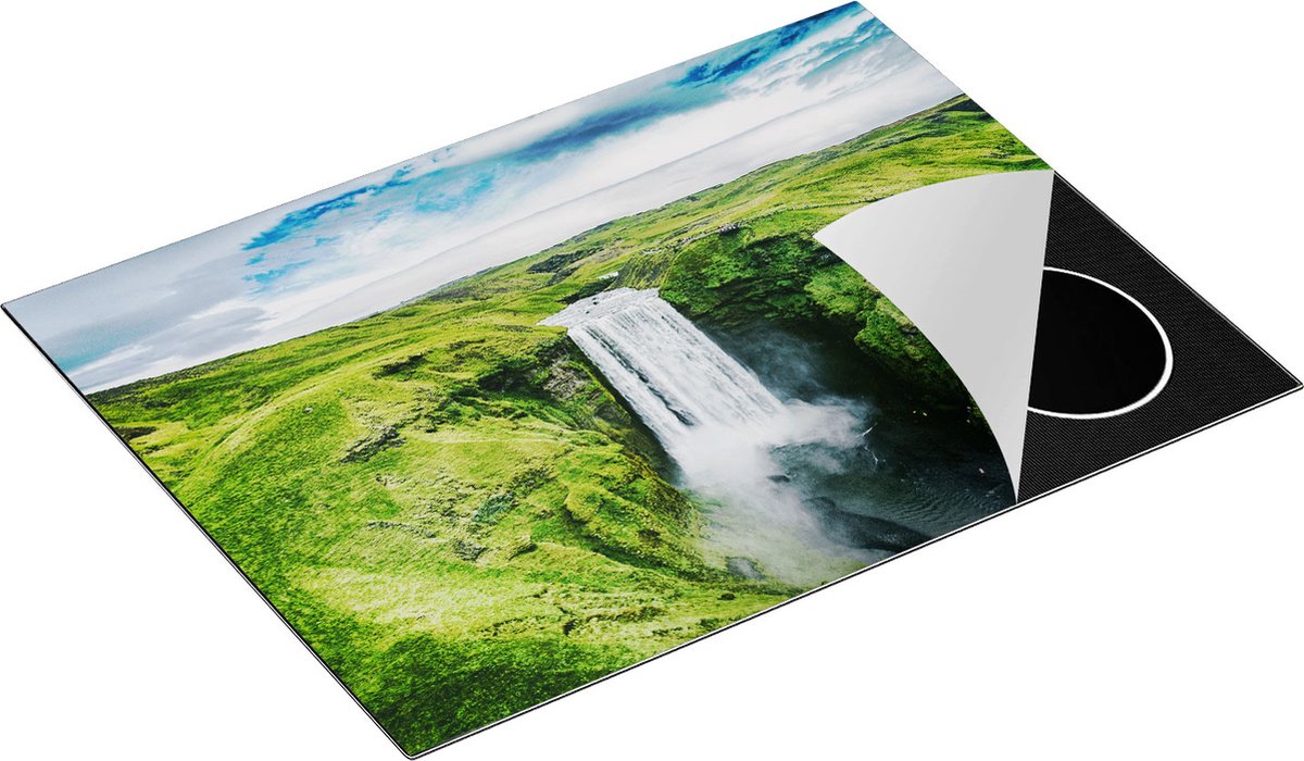 Chefcare Inductie Beschermer Waterval in het Groene Landschap - 70x50 cm - Afdekplaat Inductie - Kookplaat Beschermer - Inductie Mat