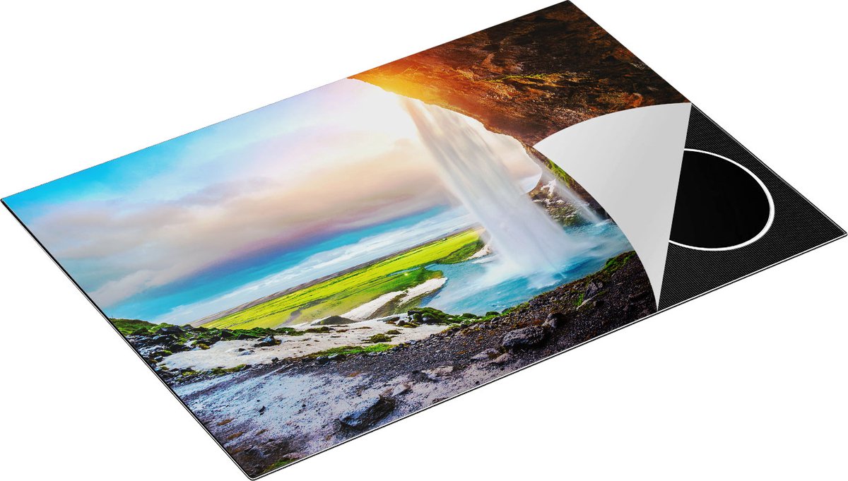 Chefcare Inductie Beschermer Waterval van een Klif bij Zonsondergang - 75x50 cm - Afdekplaat Inductie - Kookplaat Beschermer - Inductie Mat