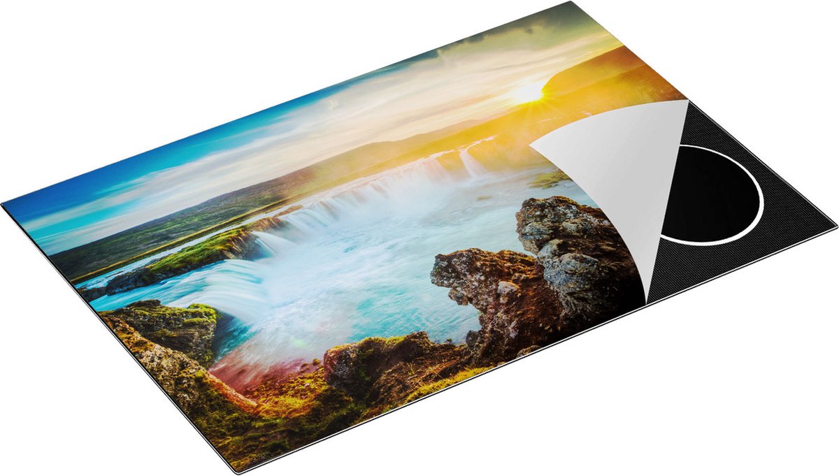 Chefcare Inductie Beschermer Watervallen bij Zonsondergang - 81,2x52 cm - Afdekplaat Inductie - Kookplaat Beschermer - Inductie Mat
